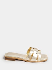 Yours Curve Gold Wide Fit Cut Out Sandal - Image 2 of 5