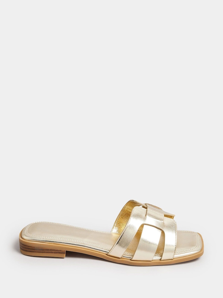 Yours Curve Gold Wide Fit Cut Out Sandal - Image 2 of 5