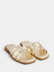 Yours Curve Gold Wide Fit Cut Out Sandal - Image 3 of 5
