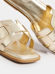 Yours Curve Gold Wide Fit Cut Out Sandal - Image 4 of 5