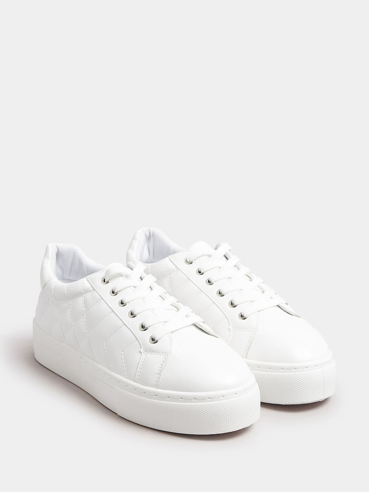 Yours Curve White Wide Fit Extra-Wide Fit Buckle Chunky Trainers - Image 2 of 5