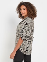 M&Co Natural Leopard Print Pocket Detail Blouse - Image 3 of 5