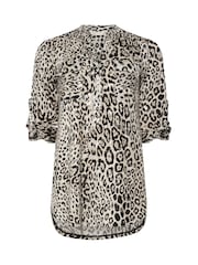 M&Co Natural Leopard Print Pocket Detail Blouse - Image 5 of 5