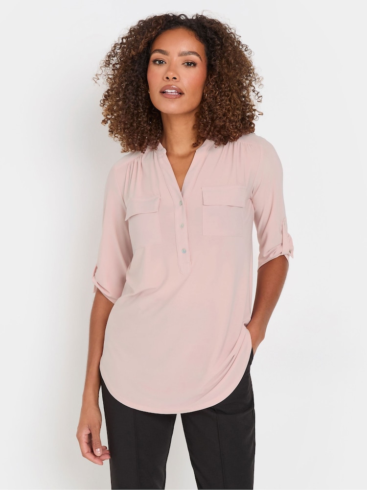M&Co Pink Leopard Print Pocket Detail Blouse - Image 1 of 5
