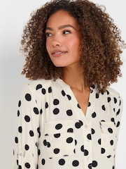 M&Co Natural Chrome Leopard Print Pocket Detail Blouse - Image 4 of 5