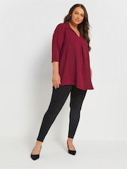 Yours Curve Red Textured Pleated Front Shirt - Image 2 of 5