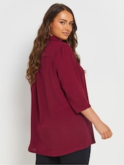 Yours Curve Red Textured Pleated Front Shirt - Image 3 of 5