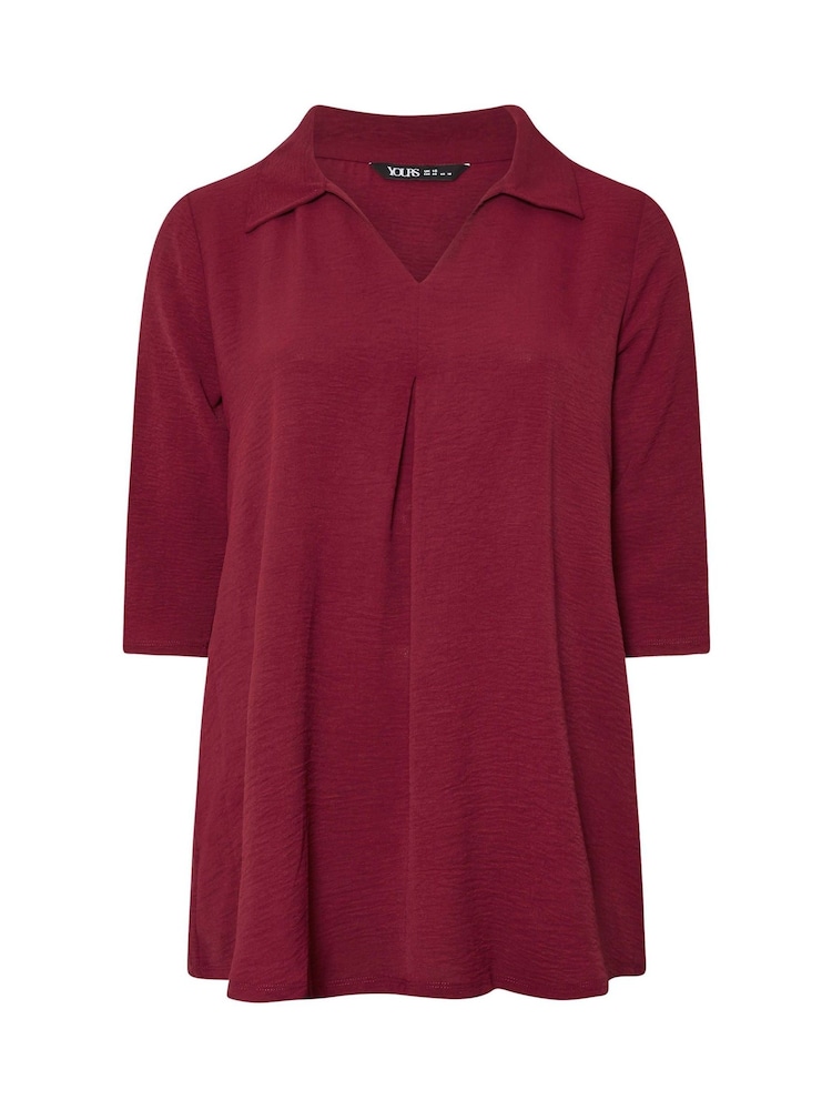 Yours Curve Red Textured Pleated Front Shirt - Image 5 of 5 Yours Curve Red Textured Pleated Front Shirt - Image 5 of 5