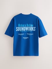 Blanco/Azul/Verde - Camiseta con estampado gráfico de corte holgado y tejido grueso - Imagen 10 de 12