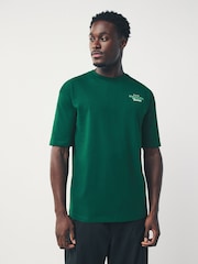 Blanco/Azul/Verde - Camiseta con estampado gráfico de corte holgado y tejido grueso - Imagen 4 de 12
