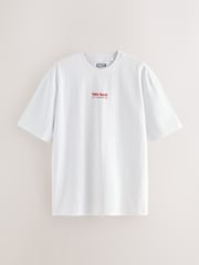 Blanco/Azul/Verde - Camiseta con estampado gráfico de corte holgado y tejido grueso - Imagen 5 de 12