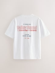 Blanco/Azul/Verde - Camiseta con estampado gráfico de corte holgado y tejido grueso - Imagen 6 de 12