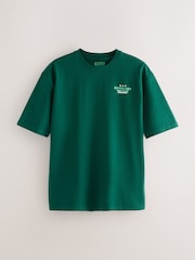 Blanco/Azul/Verde - Camiseta con estampado gráfico de corte holgado y tejido grueso - Imagen 7 de 12