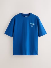 Blanco/Azul/Verde - Camiseta con estampado gráfico de corte holgado y tejido grueso - Imagen 9 de 12
