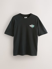 Black Flower Relaxed Fit Graphic Print Heavy Weight T-Shirt - Image 2 of 8