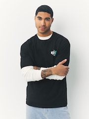 Black Flower Relaxed Fit Graphic Print Heavy Weight T-Shirt - Image 7 of 8
