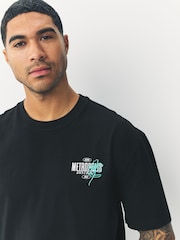Black Flower Relaxed Fit Graphic Print Heavy Weight T-Shirt - Image 8 of 8
