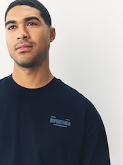 Navy Copenhagen Regular Fit Graphic Print Heavy Weight T-Shirt - Image 4 of 8