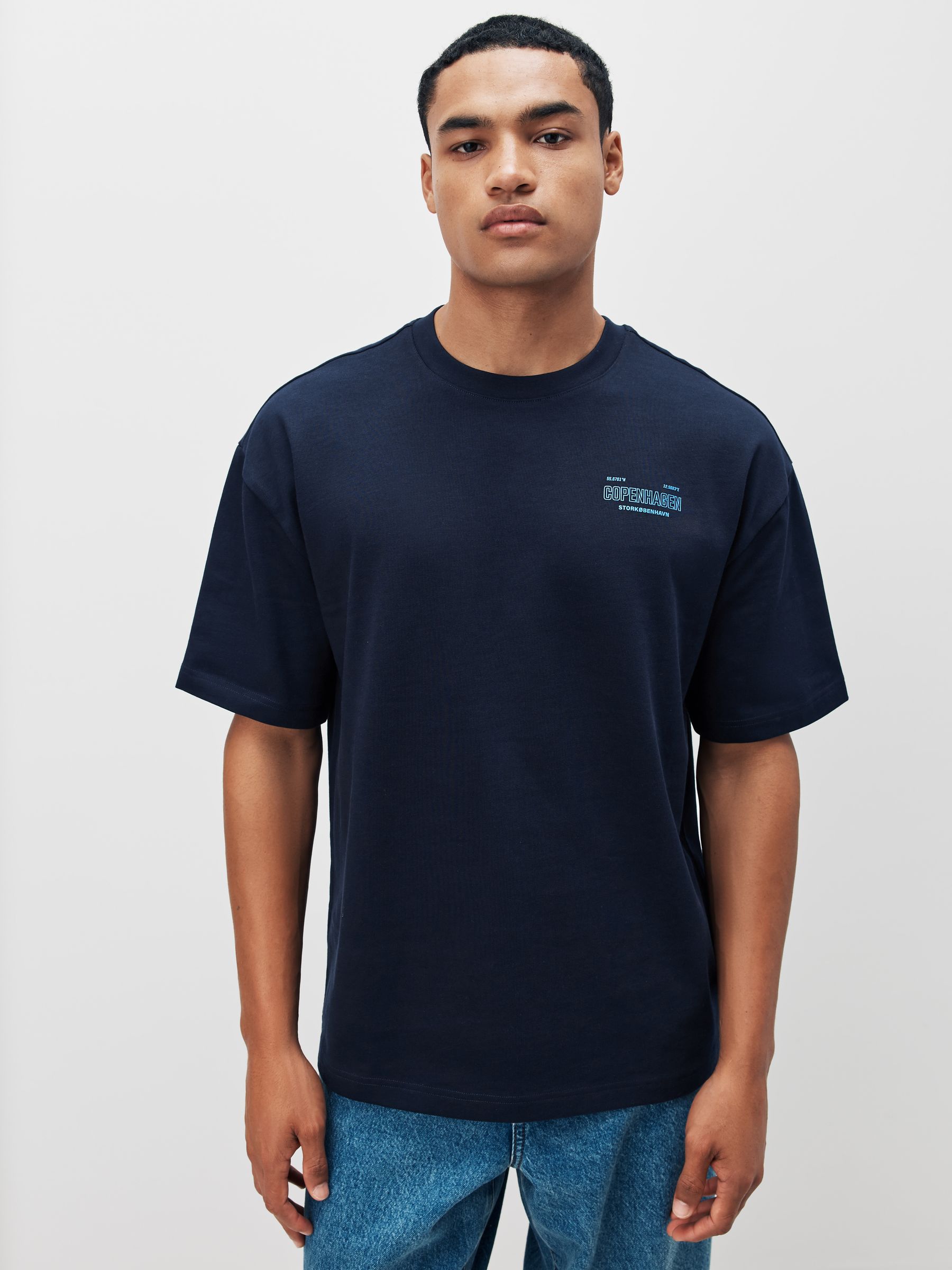 Buy Navy Copenhagen Regular Fit Graphic Print Heavy Weight T-Shirt