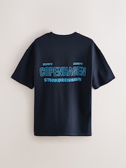 Navy Copenhagen Regular Fit Graphic Print Heavy Weight T-Shirt - Image 5 of 8