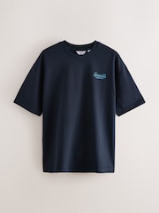 Navy Copenhagen Regular Fit Graphic Print Heavy Weight T-Shirt - Image 6 of 8