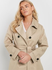 M&Co Natural Petite Short Dipped Back Trench Coat - Image 3 of 5