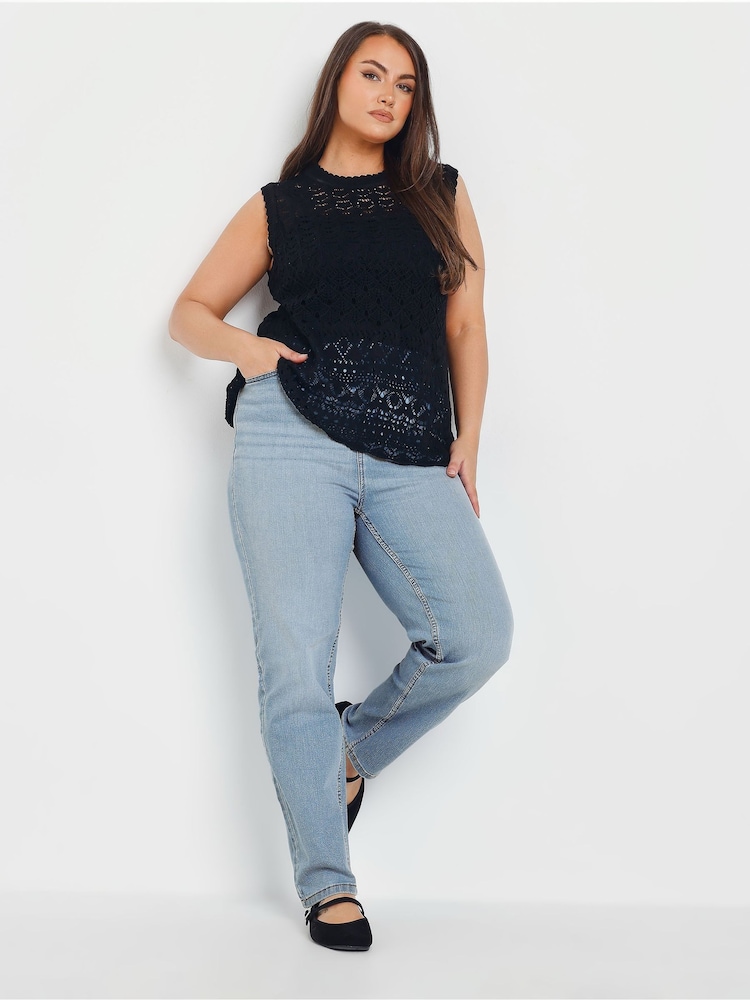 Yours Curve Blue Ruby Straight Leg Jeans - Image 3 of 5