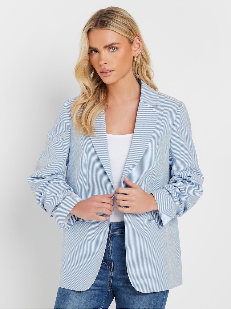 M&Co White Petite Stripe Seersucker Blazer - Image 1 of 5
