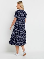 M&Co Blue Petite Dobby Tiered 100% Cotton Dress - Image 3 of 5