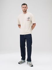Ecru White Skull Relaxed Fit Graphic Print Heavy Weight T-Shirt - Image 3 of 9