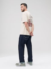 Ecru White Skull Relaxed Fit Graphic Print Heavy Weight T-Shirt - Image 5 of 9