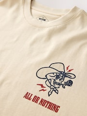 Ecru White Skull Relaxed Fit Graphic Print Heavy Weight T-Shirt - Image 8 of 9
