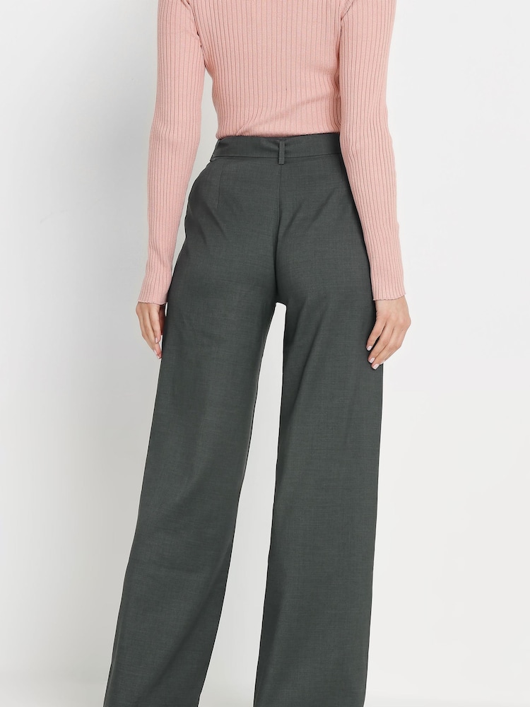 Long Tall Sally Grey Wide Leg Belted Trousers - Image 2 of 4