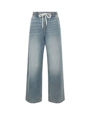 Long Tall Sally Blue Pull On Wide Leg 100% Cotton Jeans - Image 5 of 5