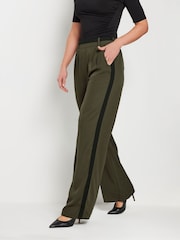 Long Tall Sally Green Side Stripe Wide Leg Trousers - Image 3 of 6