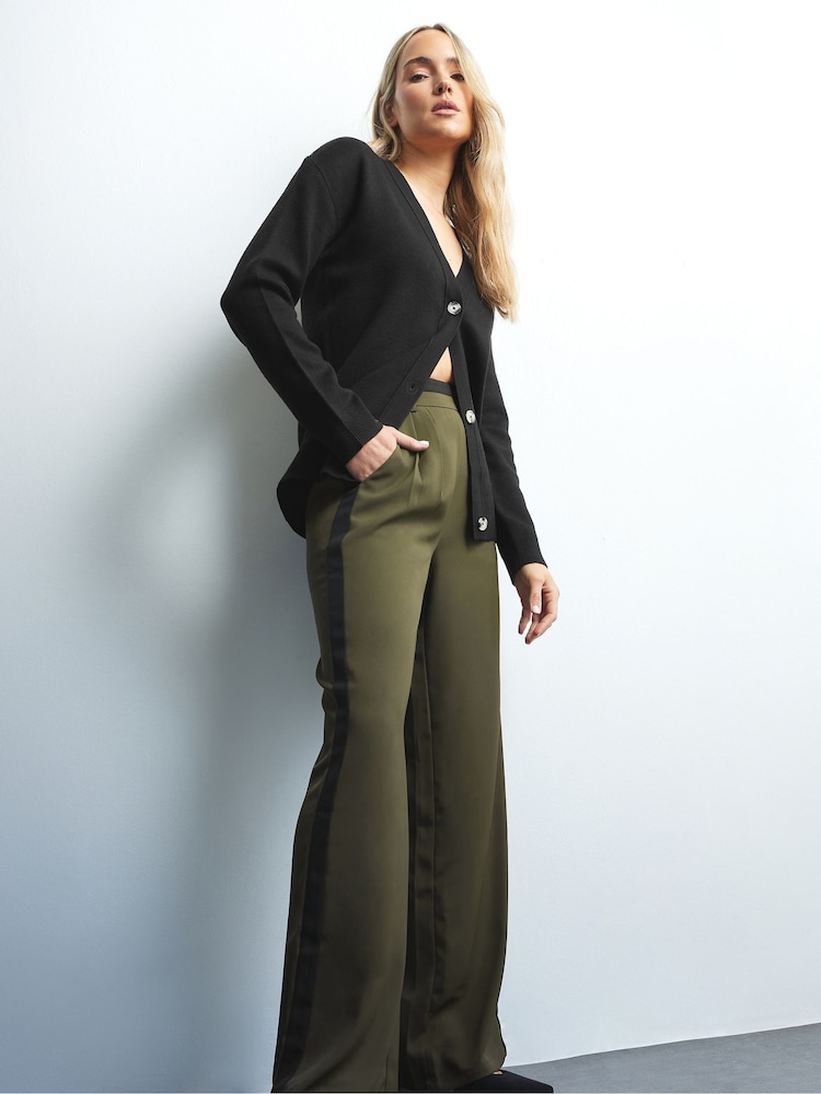 Long Tall Sally Green Side Stripe Wide Leg Trousers - Image 5 of 6