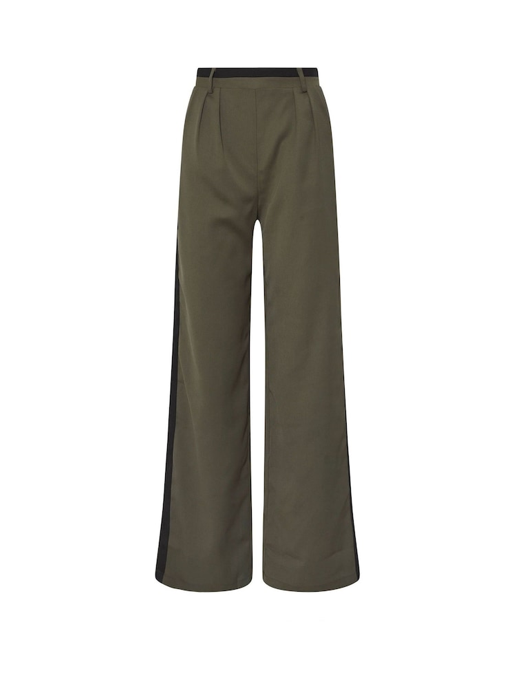 Long Tall Sally Green Side Stripe Wide Leg Trousers - Image 6 of 6