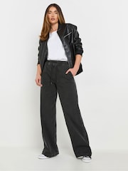 Long Tall Sally Black Pull On Wide Leg 100% Cotton Jeans - Image 1 of 5