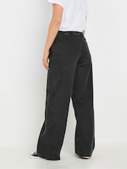 Long Tall Sally Black Pull On Wide Leg 100% Cotton Jeans - Image 2 of 5