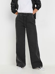 Long Tall Sally Black Pull On Wide Leg 100% Cotton Jeans - Image 3 of 5