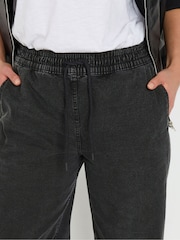 Long Tall Sally Black Pull On Wide Leg 100% Cotton Jeans - Image 4 of 5