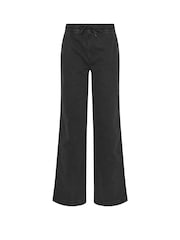 Long Tall Sally Black Pull On Wide Leg 100% Cotton Jeans - Image 5 of 5