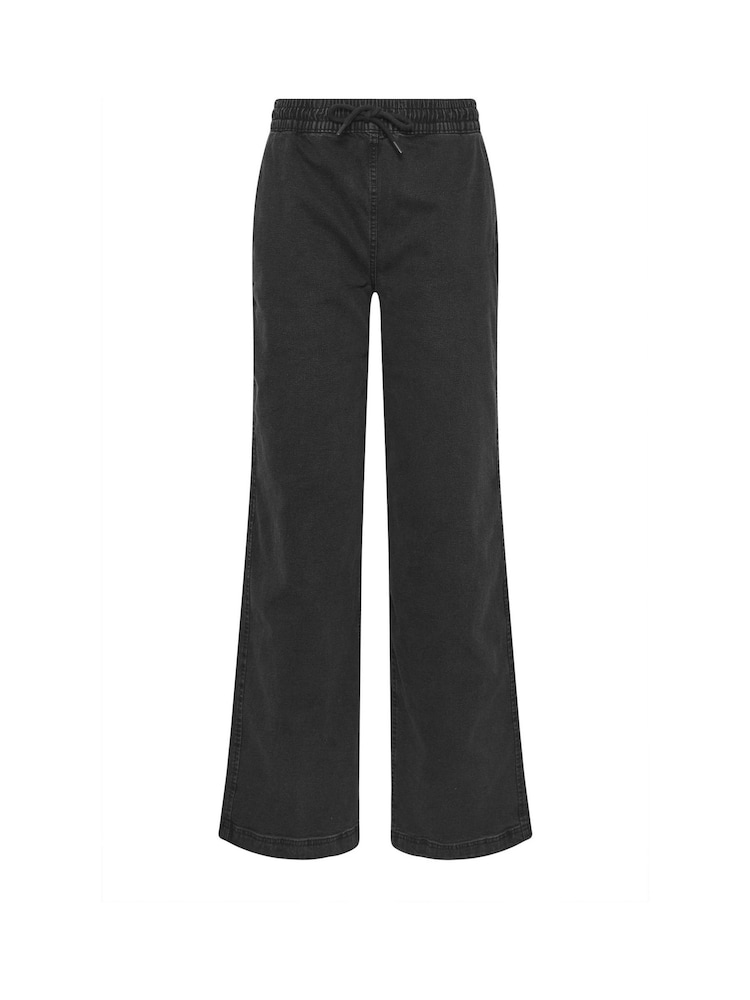 Long Tall Sally Black Pull On Wide Leg 100% Cotton Jeans - Image 5 of 5