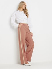 Long Tall Sally Pink Side Stripe Wide Leg Trousers - Image 1 of 5