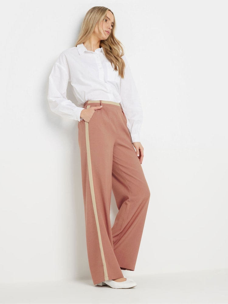 Long Tall Sally Pink Side Stripe Wide Leg Trousers - Image 1 of 5