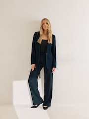 Long Tall Sally Blue Tie Waist Trousers - Image 1 of 5