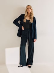 Long Tall Sally Blue Tie Waist Trousers - Image 2 of 5