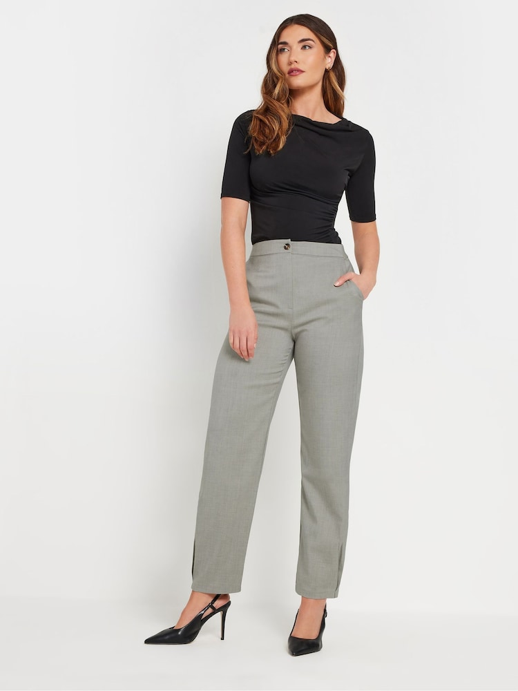 Long Tall Sally Grey Pleated Barrel Trousers - Image 1 of 5 Long Tall Sally Grey Pleated Barrel Trousers - Image 1 of 5