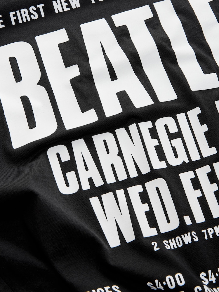 Beatles Black Regular Fit Band Graphic Print T-Shirt - Image 8 of 8