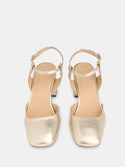 Whistles Gold Matilda Block Heel Shoes - Image 2 of 5